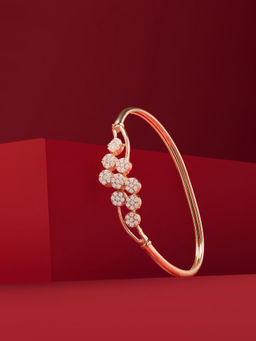Zaveri Pearls - Rose Gold Cubic Zirconia Contemporary Brass Kada Bracelet-ZPFK19197