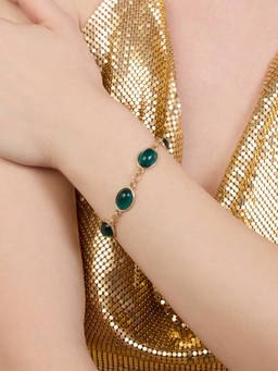 Zaveri Pearls - Peacock Green Stones Embellished Contemporary Bracelet-ZPFK21157