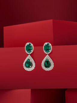 Zaveri Pearls - Green Stones Austrian Diamonds Contemporary Drop Earring-ZPFK19167