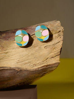 Zaveri Pearls - Multicolor Enamelling Contemporary Classy Studs Earring-ZPFK19175