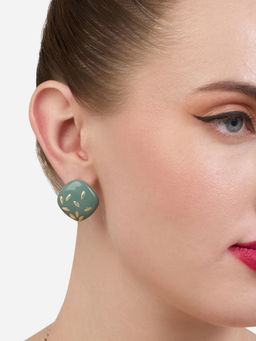 Zaveri Pearls - Grey Enamelling Contemporary Style Studs Earring-ZPFK19177