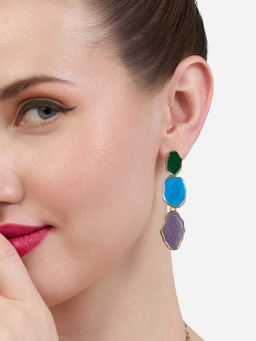 Zaveri Pearls - Multicolor Enamel Contemporary Color Pop Drop Earring-ZPFK21114