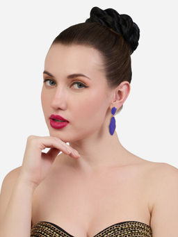 Zaveri Pearls - Purple Enamel Contemporary Color Pop Statement Drop Earring-ZPFK21115