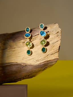 Zaveri Pearls - Shades of Blue and Green Stones Party Bling Drop Earring-ZPFK21116