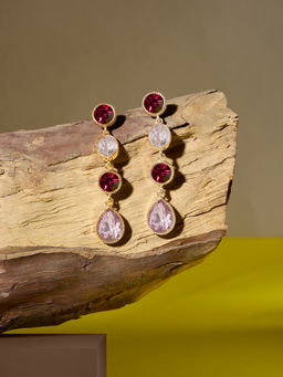Zaveri Pearls - Shades of Pink Dazzling Stones Party Bling Drop Earring-ZPFK21119