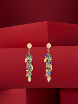 Zaveri Pearls - Shades of Blue Contemporary Clustered Beads Drop Earring-ZPFK21120