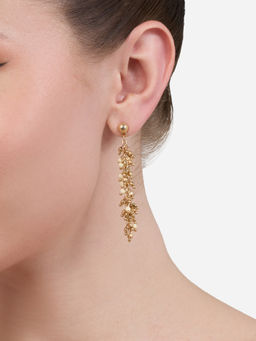 Zaveri Pearls - Gold Tone Classy Contemporary Clustered Beads Drop Earring-ZPFK21121