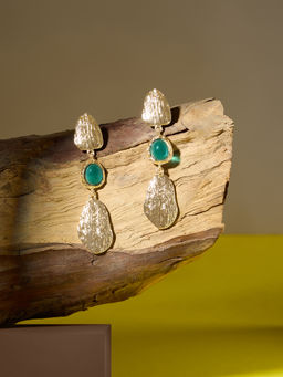 Zaveri Pearls - Green Stone Embellished Classy Contemporary Drop Earring-ZPFK21123