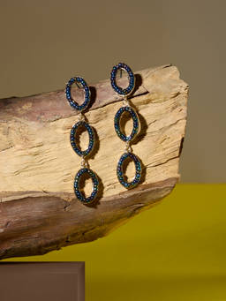 Zaveri Pearls - Blue Beads Embellished Classy Contemporary Drop Earring-ZPFK21124