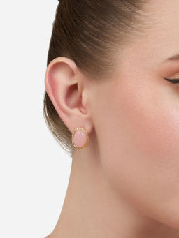 Zaveri Pearls - Pink Stone Embellished Contemporary Minimal Studs Earring-ZPFK21125
