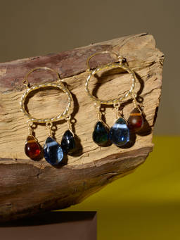 Zaveri Pearls - Multicolor Beads Drop Contemporary Statement Hoops Earring-ZPFK21129