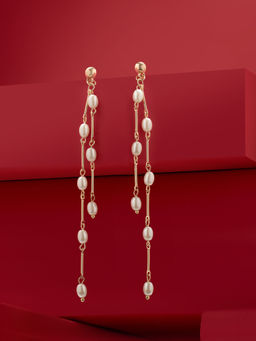 Zaveri Pearls - Gold Tone Classy Contemporary Pearls Long Drop Earring-ZPFK21134