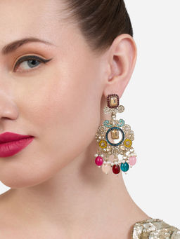 Zaveri Pearls - Multicolor Stones Beads Antique Look Dazzling Dangle Earring-ZPFK21162