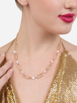 Zaveri Pearls - Gold Tone Classy Contemporary Pearls Embellished Necklace-ZPFK21152