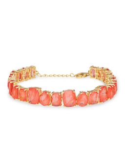 MISS JO - Geometric Prism Link Tennis Orange Bracelet
