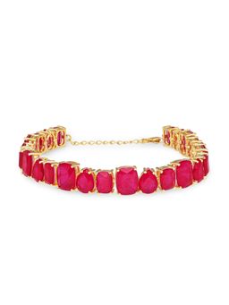 MISS JO - Geometric Prism Link Tennis Magenta Bracelet