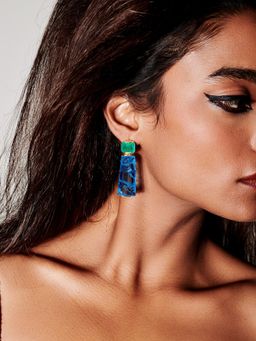 MISS JO - Mystic Moonstone Dangler Blue Earrings