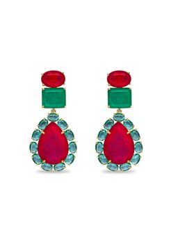 MISS JO - Peacock Paradise Chandelier Dangler Red Earrings