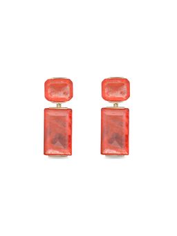 MISS JO - Geometric Prism Dangler Orange Earrings