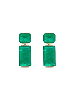 MISS JO - Geometric Prism Dangler Green Earrings