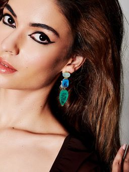 MISS JO - Majestic Mosaic Dangler Green Earrings