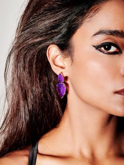 MISS JO - Amethyst Aurora Dangler Purple Earrings