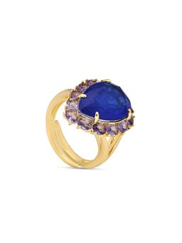 MISS JO - Peacock Paradise Cocktail Navy Blue Ring