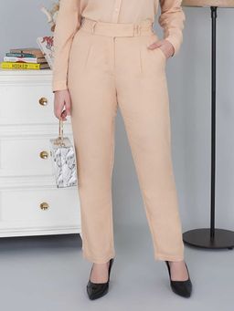 MLADA - Women’S High Rise Regular Fit Linen Straight Pants with Pockets