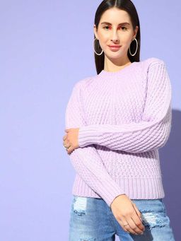 STREET 9 - Lavender Cable Knitted Full Sleeves Sweater