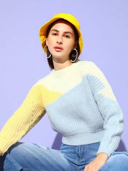 STREET 9 - Blue Colorblock Full Sleeves Sweater