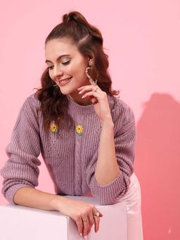 STREET 9 - Lavender Full Sleeves High Neck Sweater