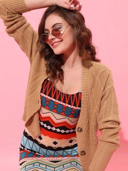STREET 9 - Beige Cable Knit Cardigan