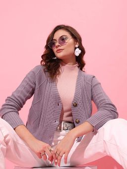 STREET 9 - Lavender Cable Knit Cardigan
