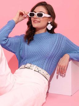 STREET 9 - Blue Cable Knit Pullover
