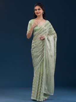 Koskii - Women Sequins Semi Crepe Saree With Unstitched Blouse