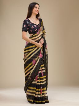 Koskii - Women Sequins Georgette Saree With Unstitched Blouse