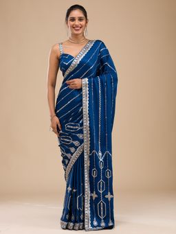 Koskii - Women Gotapatti Satin Saree With Unstitched Blouse