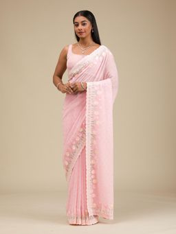 Koskii - Women Sequins Georgette Saree With Unstitched Blouse
