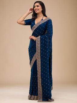 Koskii - Women
                  Zariwork (Gold) Soft Raw Silk Saree With Unstitched
                  Blouse - 1