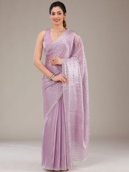 Koskii - Women Sequins Georgette Saree With Unstitched Blouse