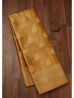 Koskii - Gold Zari Tissue Saree with Unstitched Blouse