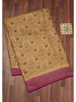 Koskii - Beige Zari Art Silk Saree with Unstitched Blouse