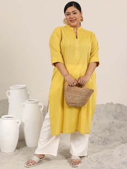 Extra love by Libas - Yellow Printed Cotton Kurtas for Women