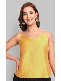 Mera Rang - Yellow Rayon Embroidered Top