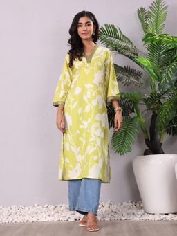 Varanga - Green Cotton Embellished Kurta