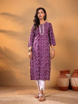 Varanga - Purple Cotton Embroidered Kurta