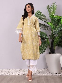 Varanga - Green Cotton Embroidered Kurta