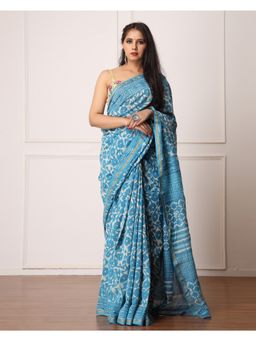 Mayurie - Aanshi Chanderi Dabu Print Saree With Unstitched Blouse