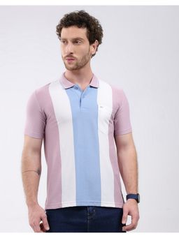 Monte Carlo - Men Multi-Color Regular Fit Collar Neck Striped Half Sleeve Polo T-Shirt