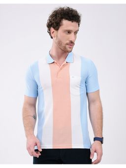 Monte Carlo - Men Multi-Color Regular Fit Collar Neck Striped Half Sleeve Polo T-Shirt